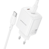 Borofone Wall charger BN31 Cargador GaN - 2xType C - QC 3.0 PD 45W with Type C to Type C cable white - 0. kép
