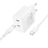 Borofone Wall charger BN31 Cargador GaN - 2xType C - QC 3.0 PD 45W with Type C to Type C cable white - 1. kép