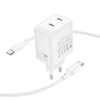 Borofone Wall charger BN31 Cargador GaN - 2xType C - QC 3.0 PD 45W with Type C to Type C cable white - 3. kép