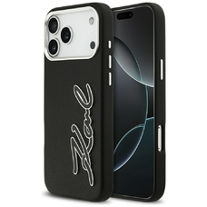 iPhone 17 Pro Max Karl Lagerfeld FW Grained Signature Logo fekete tok