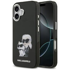 iPhone 17 Karl Lagerfeld IML Aquarelle Karl & Choupette & Logo MagSafe Fekete tok