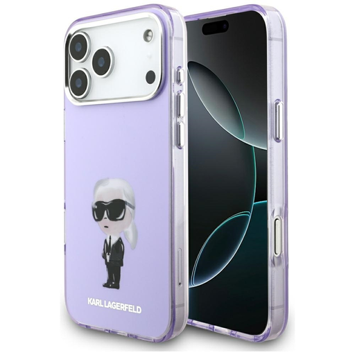 iPhone 17 Pro Max Karl Lagerfeld IML Aquarelle Karl & Choupette & Logo MagSafe tok Lila