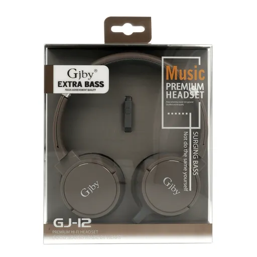 GJBY GJ-12 Extra Bass vezetékes 3.5mm audio jack fejhallgató barna