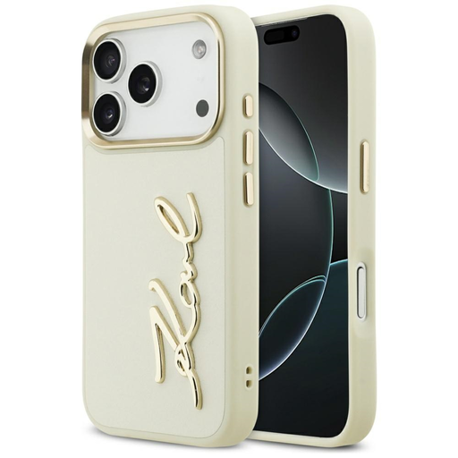 iPhone 17 Pro Karl Lagerfeld Karl Script Logo bézs tok