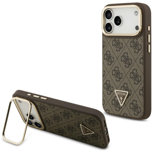 iPhone 17 Pro Max Guess 4G PU Triangle Logo & Stand Camera Magsafe tok barna