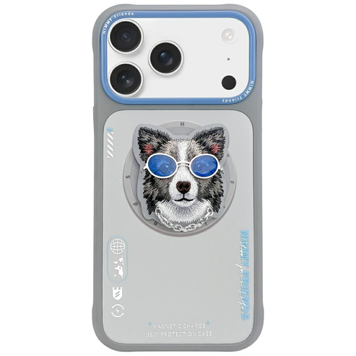 iPhone 17 Pro Max Nimmy Glasses Cool Dog MagSafe szürke tok