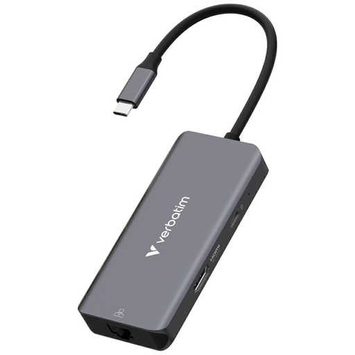 Adapter Hub Verbatim USB-C/HDMI/3xUSB-A 3.2/RJ45 alumínium 32157
