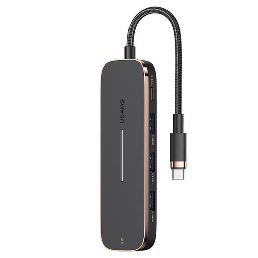 USAMS adapter HUB 3xUSB + USB-C + HDMI fekete SJ578HUB01 (US-SJ578)