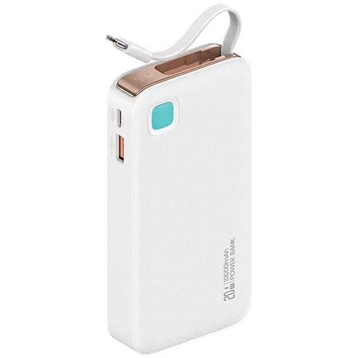 Termék név: USAMS Powerbank visszahúzható kábellel USB-C 10000 mAh PD 20W Gyors töltés XY sorozat fehér