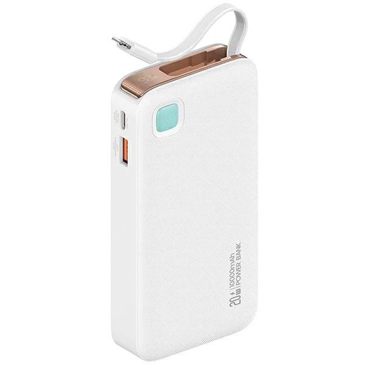 Powerbank USAMS Kihúzható Kábellel Lightning 10000 mAh PD 20W Gyors Töltés XY Sorozat Fehér
