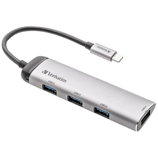 Verbatim USB-C Hub Adapter - 4xUSB-A 3.2 alumínium 49147