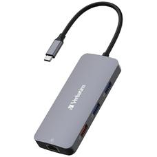 Verbatim Alumínium Adapter Hub USB-C - HDMI/3xUSB-A/SD/microSD/2xUSB-C/Ethernet 32152
