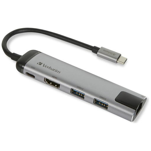Verbatim USB-C Hub Adapter - USB-C/2xUSB-A 3.0/HDMI/Ethernet alumínium 49141