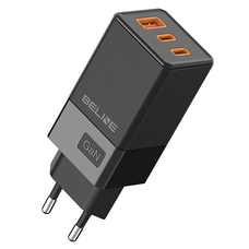 Beline BLN3CB65 hálózati töltő 2x USB-C + 1x USB 65W fekete PD 3.0 + QC 3.0 GaN
