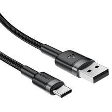 Acefast - Adatkábel (C22-04) - Gyors töltés, USB-ről Type-C-re, 3A, Hajlítás-álló, Széles körű kompatibilitás, Nejlon fonat, 1,2m - Fekete