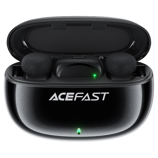 Acefast - Wireless Lavalier Microphones (R2) - Type-C, 360°, zajcsökkentés, dupla mikrofonos felvétel, 300mAh, ultra alacsony késleltetés - fekete