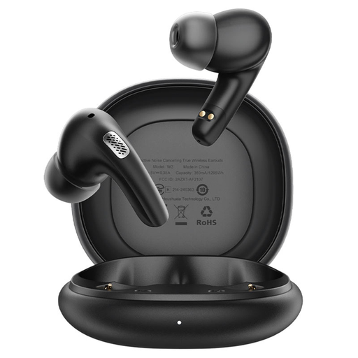 Acefast - Vezeték nélküli fülhallgató (W3) - Bluetooth V5.4, Aktív zajcsökkentés, 4 mikrofon, ANC + ENC, IPX4, 350mAh - Fekete