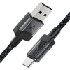 Adatkábel Acefast C12-04 - Gyors töltés, USB Type-C, 3A, Átlátszó burkolat, Fonott nylon, 1.2m - Fekete - 0. kép