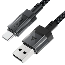 Adatkábel Acefast C12-04 - Gyors töltés, USB Type-C, 3A, Átlátszó burkolat, Fonott nylon, 1.2m - Fekete