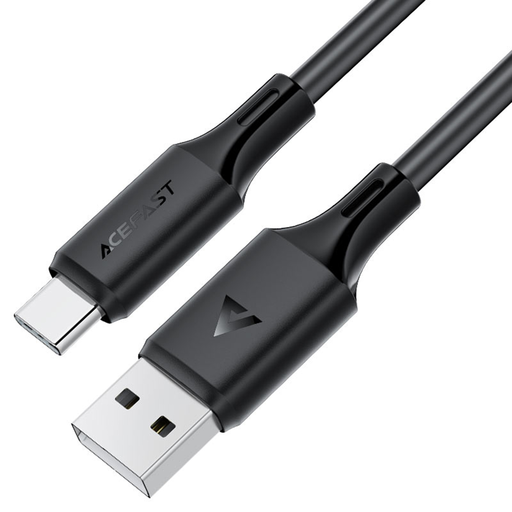Acefast USB Type-C adatkábel (C17-04), gyorstöltő, 3A, hajlításálló, puha szilikon, 1,2 m - fekete