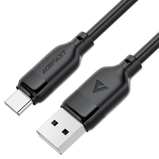 Data Cable (C16-04) Gyors Töltőkábellel, USB-ről Type-C-re, 3A, Hajlításálló, 1.2m - Fekete