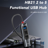 Yesido HB21 Dokkolóállomás - USB, Type-C 3x USB, USB-C, RJ45 1000M, PD100W, Gyors töltés, Plug & Play, 5Gbps - Szürke - 1. kép