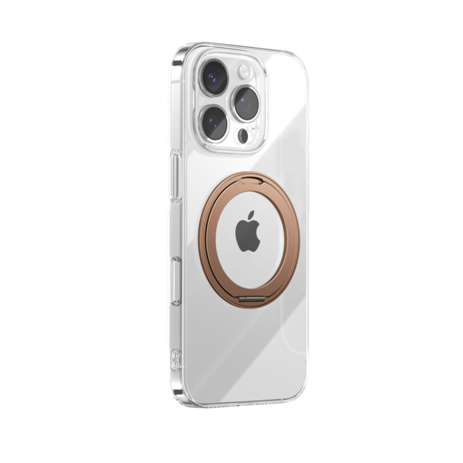 Joyroom JR-16JL6 iPhone 16 Pro ultra-vékony MagSafe kompatibilis tok 360°-os gyűrűs állvánnyal - arany tok