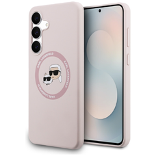 Samsung Galaxy S25 FE Karl Lagerfeld szilikon Karl&Choupette fejek MagSafe tok rózsaszín