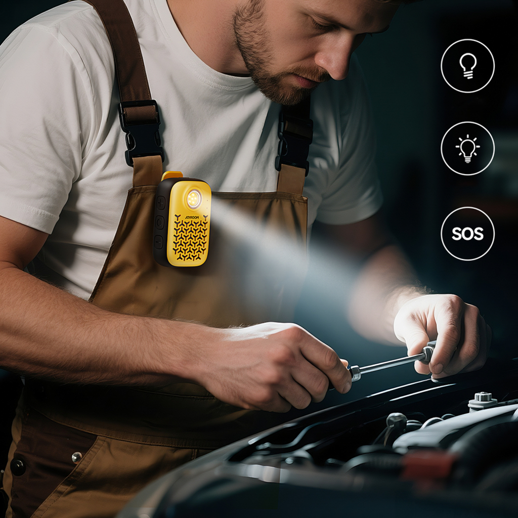 Joyroom Maya JR-MS03 hordozható Bluetooth hangszóró beépített zseblámpával, ellenálló - sárga - 32