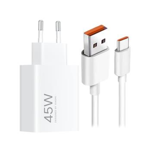 Xiaomi MDY-17-EF USB-A 45W hálózati töltő adapter + adatkábel USB-C 6A fehér (Bulk)