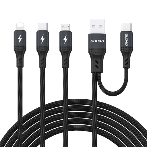Dudao L3W USB-A/USB-C - Lightning/USB-C/MicroUSB 66W kábel - Fekete