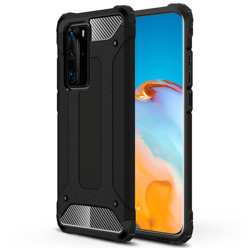 Huawei P40 Pro Techsuit Hybrid Armor Fekete tok
