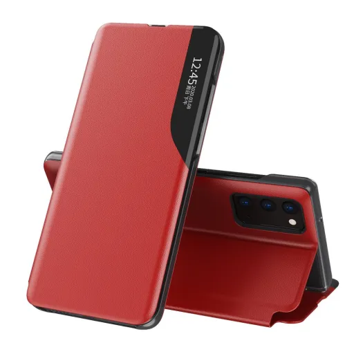 Eco Leather View Case intelligens fliptok Samsung A72 piros