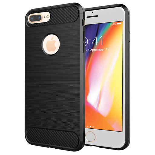 iPhone 8 Plus Fekete Techsuit Carbon Silicone tok