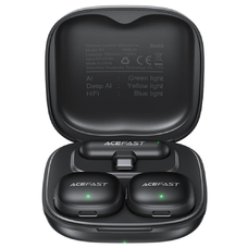  Acefast - Vezeték nélküli Lavalier Mikrofonok (R1) - Lightning, HD 360°Sound, AI zajcsökkentés, 750mAh, ultra-alacsony késleltetés - Fekete