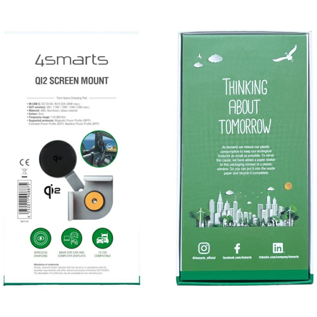 Okostelefonokhoz 4smarts Képernyő Tartó Qi2 Monitor Tartó szürke - 7