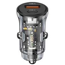 USAMS autós töltő 1xUSB+1xUSB-C C32 30W Gyors Töltés fekete CC164CC01 (US-CC164)