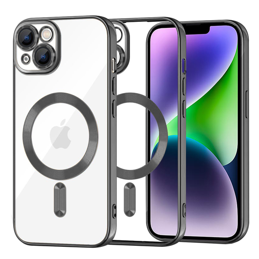 iPhone 14 Plus Fekete Techsuit Luxury Crystal MagSafe tok