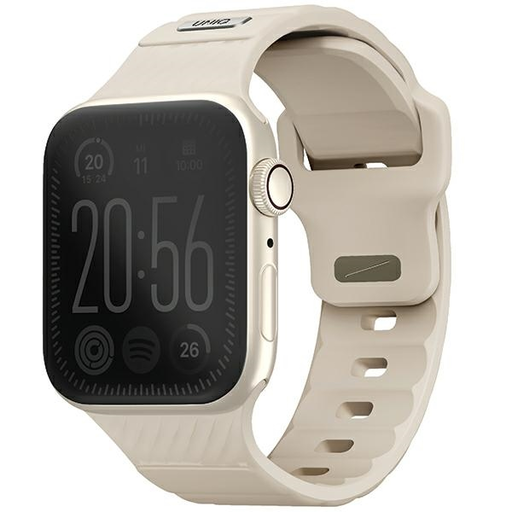 Apple Watch Series 1/2/3/4/5/6/7/8/9/SE/SE3 38/40/41mm - UNIQ Stride FKM Gumi Szíj khaki/sápadt