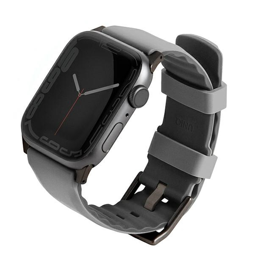 Apple Watch 1/2/3/4/5/6/7/8/9/SE/SE2/SE3 38/40/41 mm UNIQ Linus Szíj Airosoft Szilikon kréta szürke