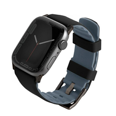 Apple Watch Series 1-8/SE1/2/3/Ultra1/2/3 42/44/45/49mm UNIQ Linus szíj Airosoft Szilikon fekete