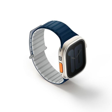 Apple Watch Series 1/2/3/4/5/6/7/8/9/SE/SE2/SE3/Ultra/Ultra2 42/44/45/49mm UNIQ Strap Revix Evo sötétkék-szürke