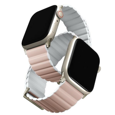 Apple Watch Series 1/2/3/4/5/6/7/8/9/SE/SE2/SE3/Ultra/Ultra 2/Ultra 3 42/44/45/49 mm UNIQ Revix Premium szíj rózsaszín-fehér