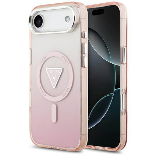 iPhone 17 Air Guess IML Gradient Triangle Logo MagSafe rózsaszín tok