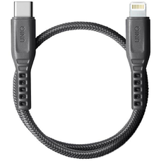 UNIQ Flex kábel USB-C-Lightning 18W nejlon 30 cm faszén szürke