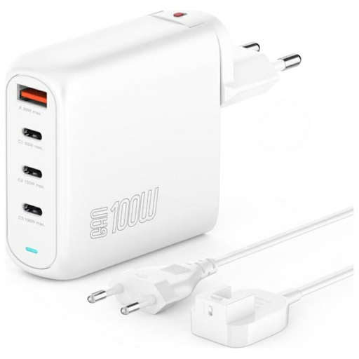4smarts Flex Pro GaN Hálózati töltő 100W 3xUSB-C + 1xUSB-A fehér
