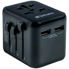 Verbatim Utazó Adapter EU/UK/US 2xUSB-A UTA-01 fekete