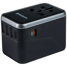 Verbatim UTA-04 Utazó Adapter EU/UK/US 3xUSB-A/2xUSB-C PD 61W Fekete