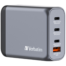 Verbatim 100W GaN fali töltő 3xUSB-C/USB-A + EU/UK/US adapter - Fekete