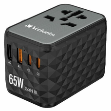 Verbatim Travel Adapter EU/UK/US GaN 2xUSB-A/2xUSB-C PD 65W UTA-05 fekete